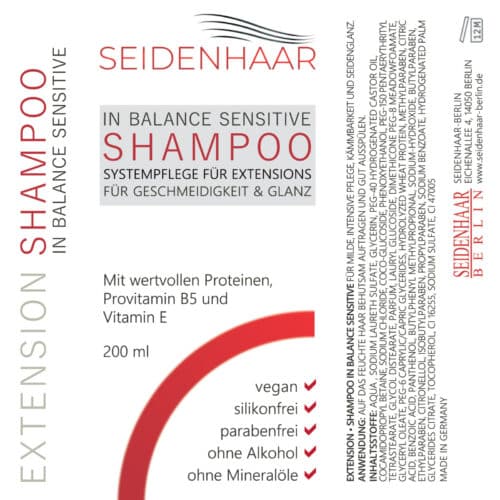 SPARSET sensitive, silikonfrei: 2x Seidenhaar Extension Shampoo, je 200 ml / 100% vegan