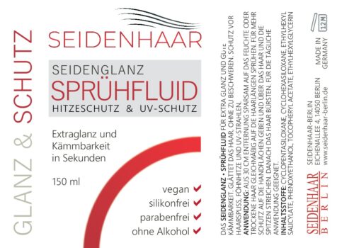 Seidenhaar-Extensions Seidenglanz * Hitzeschutz & UV-Schutz, Sprühfluid: 150 ml / 100% Vegan